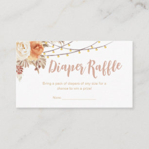 Boho Floral Pumpkin Baby Shower Diaper Raffle Enclosure Card