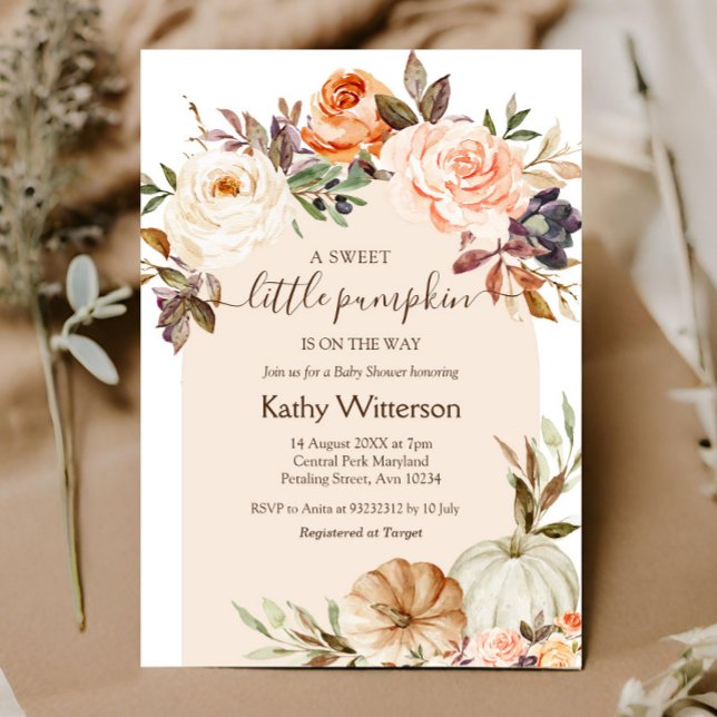 Boho Floral Pumpkin Baby Shower Invitation (Creator Uploaded)