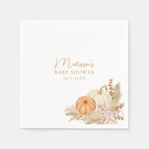 Boho Floral Pumpkin Baby Shower  Napkin