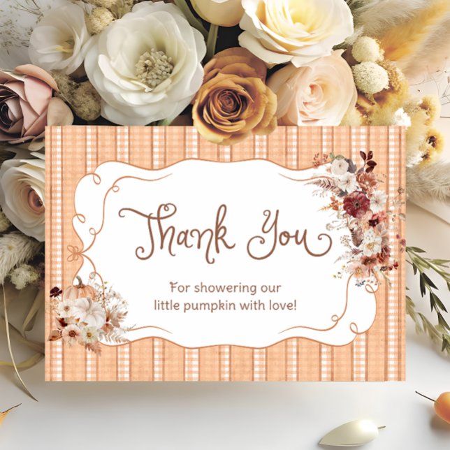 Boho Floral Pumpkin Baby Shower Thank You Card (Creator Uploaded)