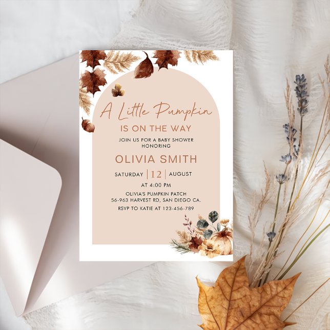 Boho Floral Pumpkin Fall Baby Shower  Invitation (Creator Uploaded)