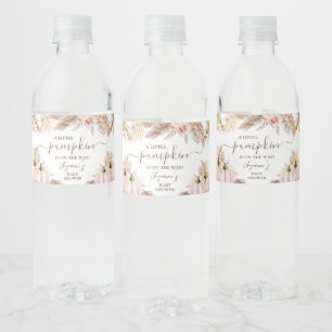 Boho Floral Pumpkin Fall Baby Shower Water Bottle Label