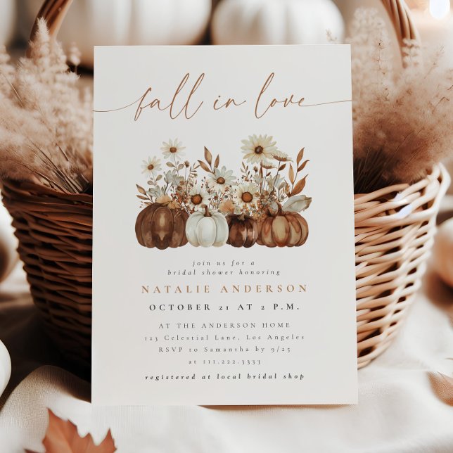 Boho Floral Pumpkin Fall Bridal Shower Invitation (Creator Uploaded)