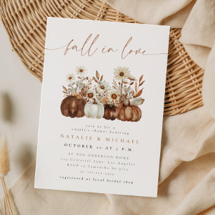 Boho Floral Pumpkin Fall Couple's Shower Invitation