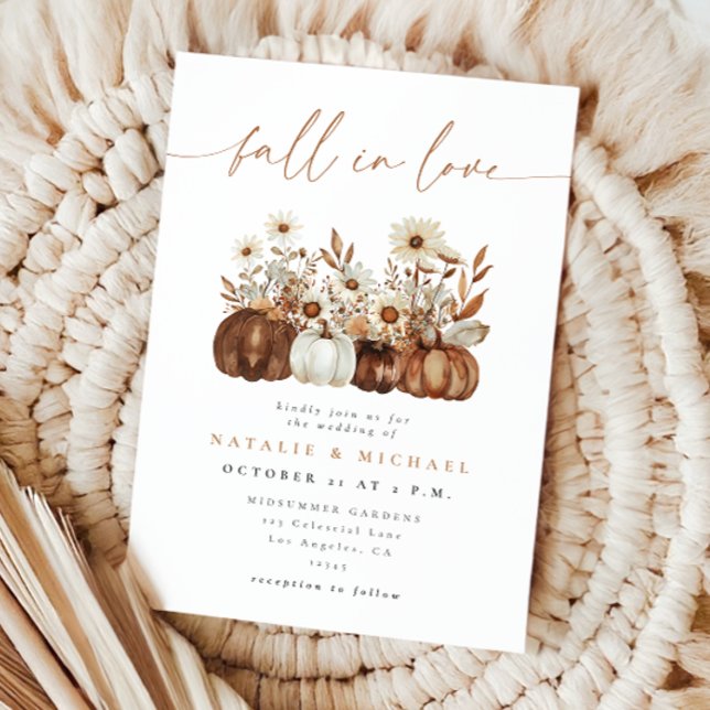 Boho Floral Pumpkin Fall Wedding Invitation (Creator Uploaded)