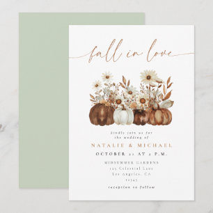 Boho Floral Pumpkin Fall Wedding Invitation