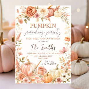 Boho Floral Pumpkin Painting Party Invitation
