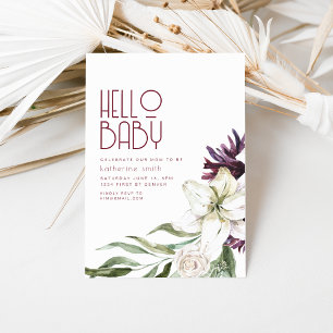 Boho Floral Purple & Lily Baby Shower Invitation
