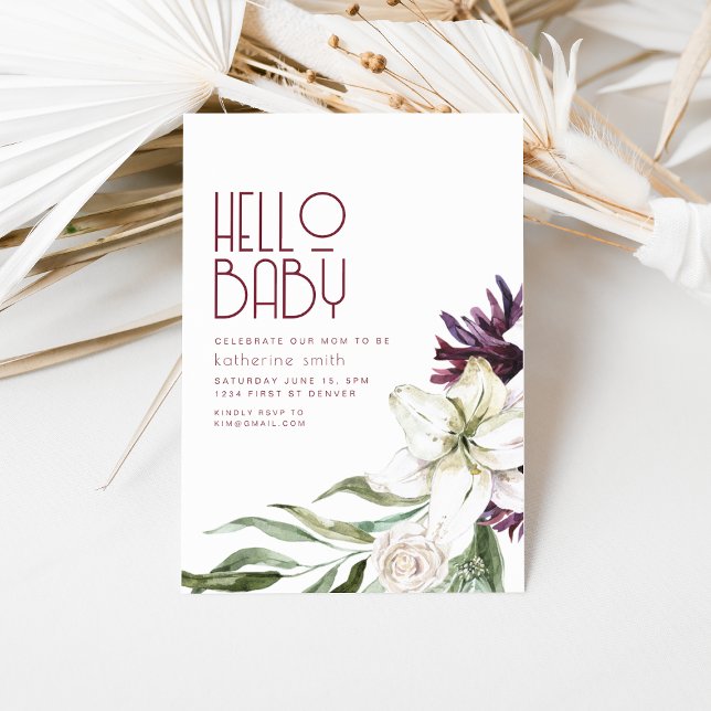 Boho Floral Purple & Lily Baby Shower Invitation (Creator Uploaded)