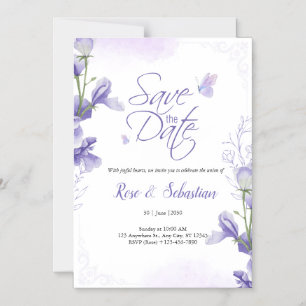 Boho Floral & Purple Wedding Invitation
