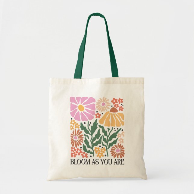 Boho Floral Quotes Tote Bag (Front)