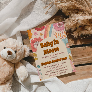 Boho Floral Rainbow Baby in Bloom Baby Shower    Invitation
