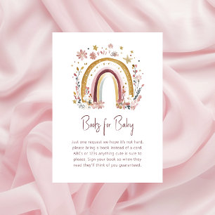 Boho Floral Rainbow Baby Shower Books for Baby Enclosure Card