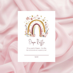 Boho Floral Rainbow Baby Shower Diaper Raffle Enclosure Card