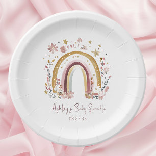 Boho Floral Rainbow Baby Sprinkle Paper Plate