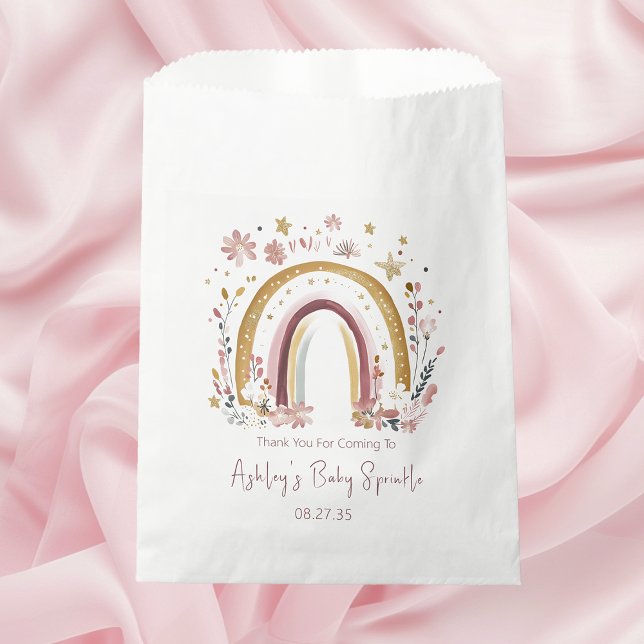 Boho Floral Rainbow Baby Sprinkle Thank You Favour Bags (Creator Uploaded)