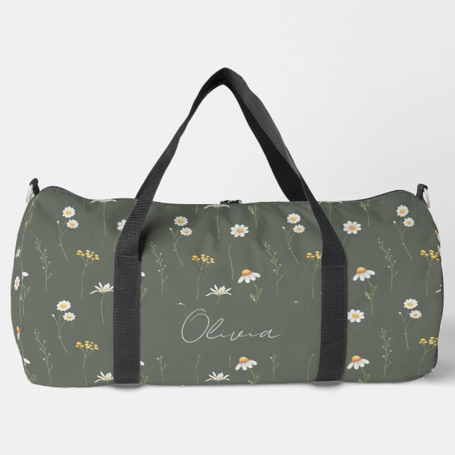 Boho Floral Rainbow Duffle Bag (Front)