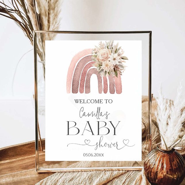 Boho Floral Rainbow Girl Baby Shower  Poster (Creator Uploaded)