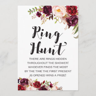 Boho Floral Ring Hunt Bridal Shower Game 5x7 Invitation