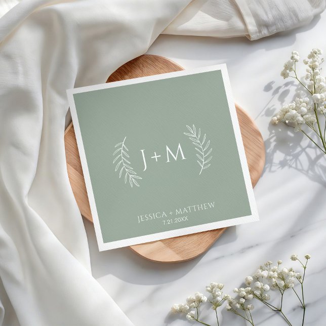 Boho Floral Sage Green Wedding  Napkin (Creator Uploaded)
