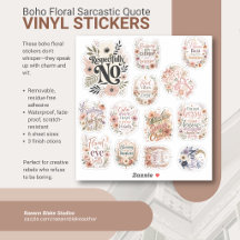 Boho Floral Sarcastic Quote Stickers