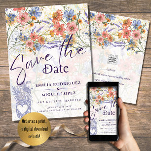 Boho Floral SAVE THE DATE Invitation