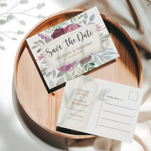 Boho Floral Save the Date Wedding Announcement Postcard