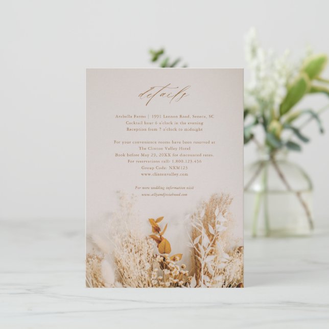 Boho Floral Script Wedding Details (Standing Front)