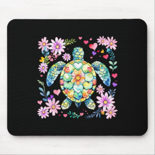 Boho Floral Sea Turtle Ocean Animal Summer Vibes B Mouse Pad