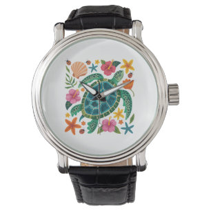 Boho Floral Sea Turtle Watch