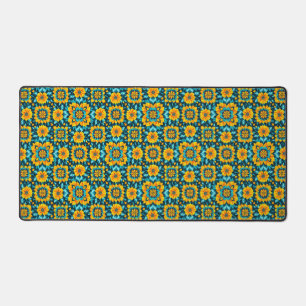 Boho Floral Seamless Pattern in Vibrant Folk Style Desk Mat