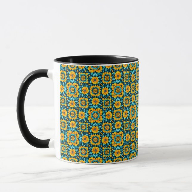 Boho Floral Seamless Pattern in Vibrant Folk Style Mug (Left)