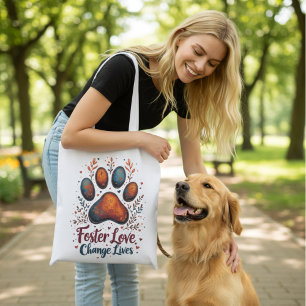 Boho Floral Shelter Dog Advocate Holiday Gift Tote Bag