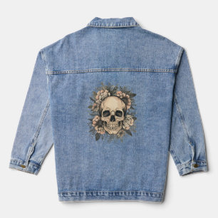 Boho Floral Skull Denim Jacket