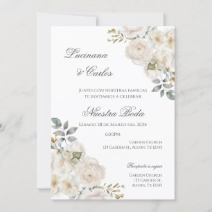 Boho Floral Spanish Wedding Invitation