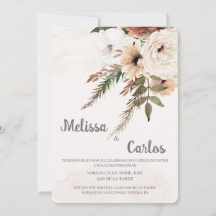 Boho floral Spanish Wedding Invitation