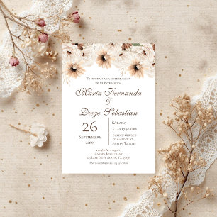 Boho Floral Spanish Wedding Invitation