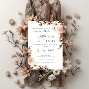 Boho Floral Spanish Wedding Invitation