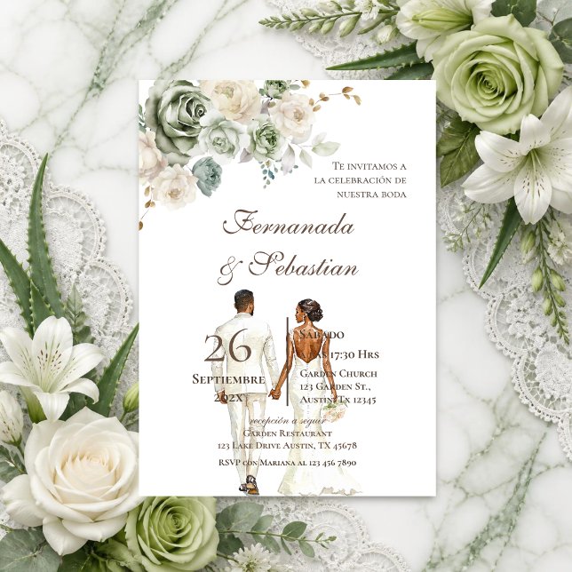 Boho Floral Spanish Wedding Invitation (Creator Uploaded)
