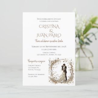 Boho Floral Spanish Wedding Invitation