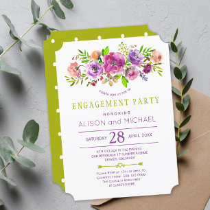 Boho floral spring engagement party invitation
