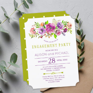 Boho floral spring engagement party invitation