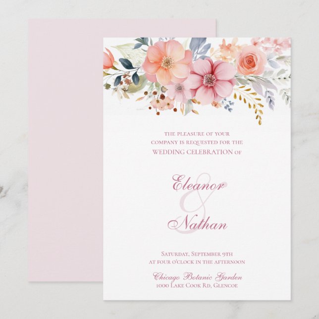 Boho Floral Spring Summer Wedding Save The Date (Front/Back)