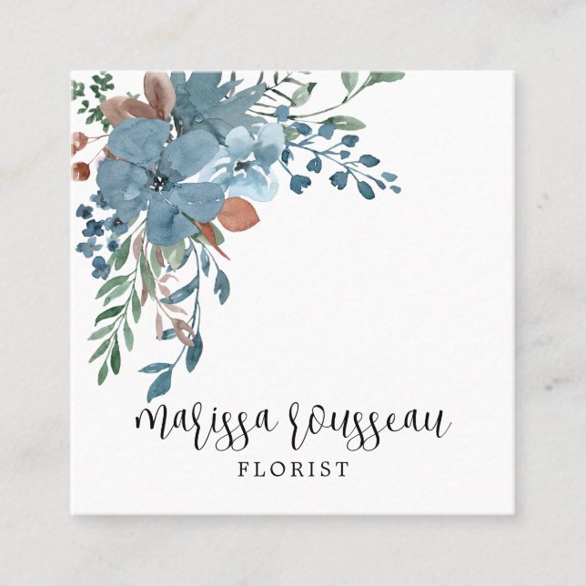 Boho Floral  Square Business Card (Front)