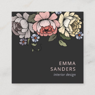 Boho Floral  Square Business Card