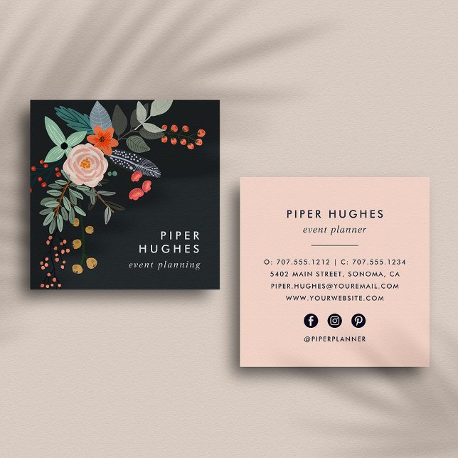 Boho Floral Square Business Card (Creator Uploaded)