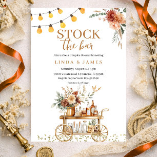 Boho Floral Stock The Bar Couple Shower Invitation