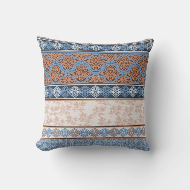 Boho Floral Stripes: Ethnic Seamless Collection Cushion (Front)