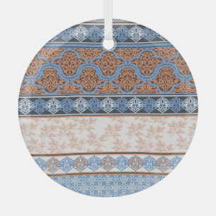 Boho Floral Stripes: Ethnic Seamless Collection Glass Tree Decoration