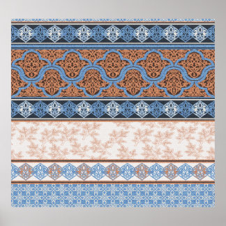 Boho Floral Stripes: Ethnic Seamless Collection Poster
